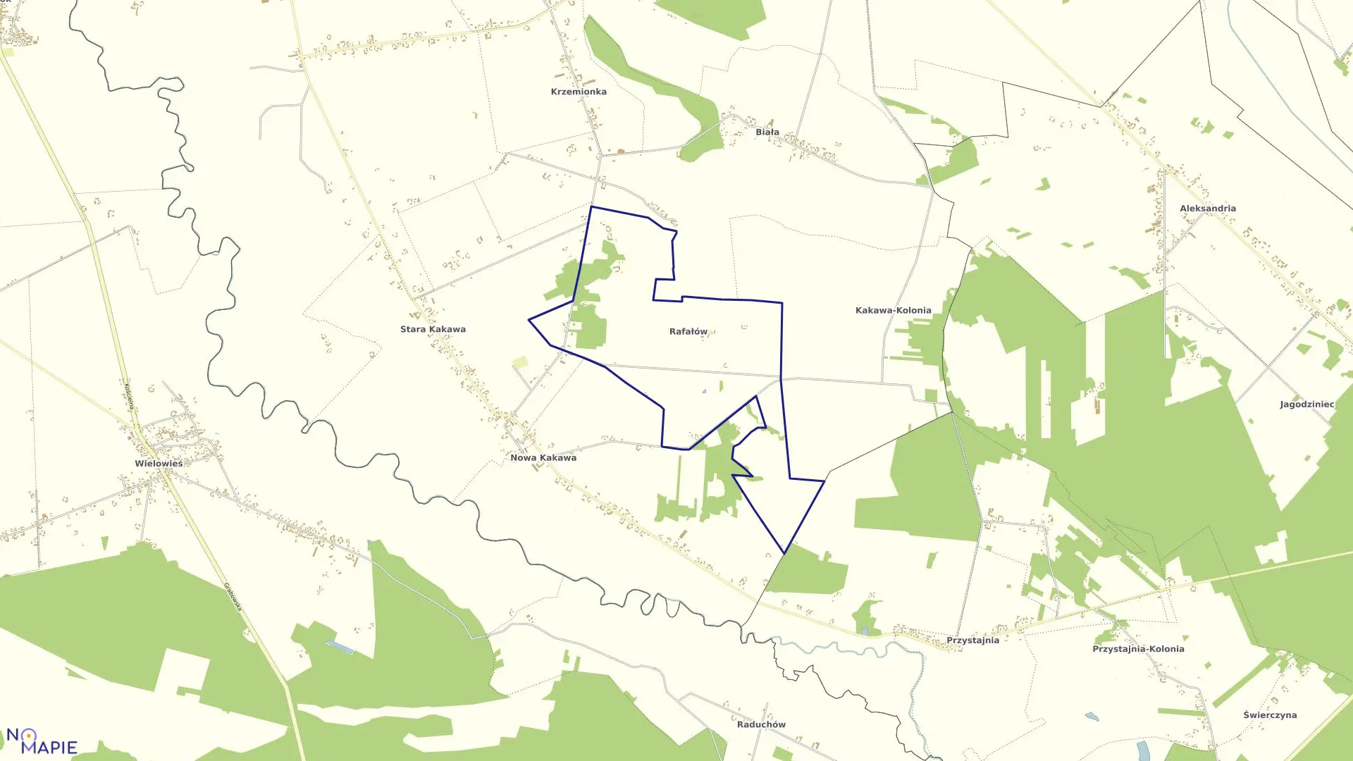 Mapa obrębu RAFAŁÓW w gminie Godziesze Wielkie