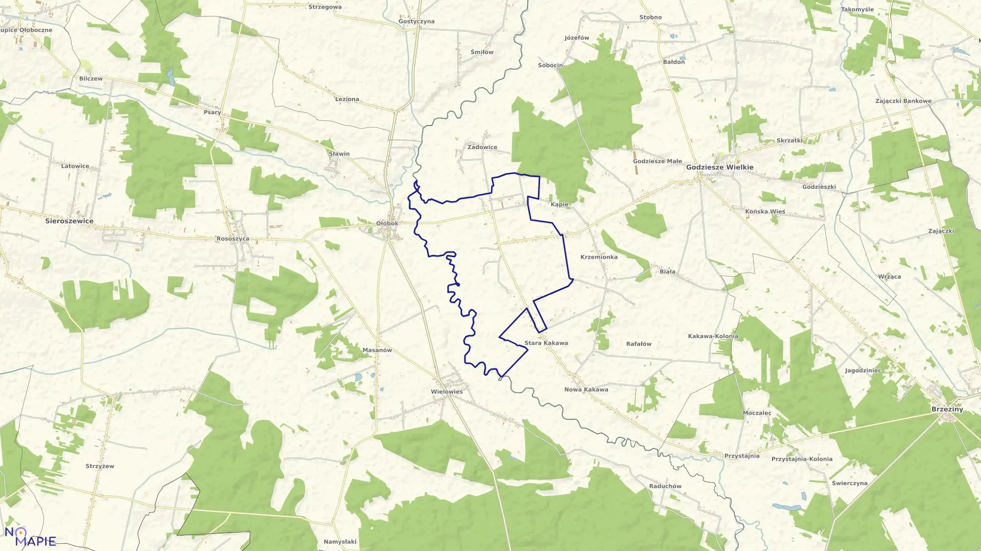 Mapa obrębu WOLA DROSZEWSKA w gminie Godziesze Wielkie