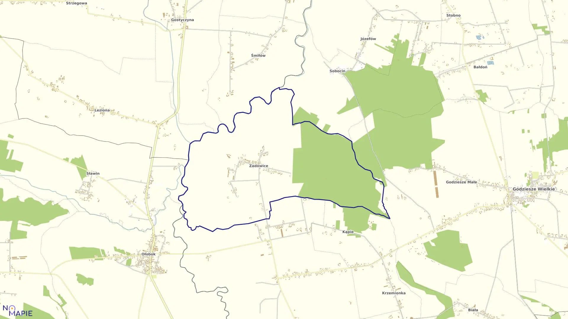 Mapa obrębu ZADOWICE w gminie Godziesze Wielkie