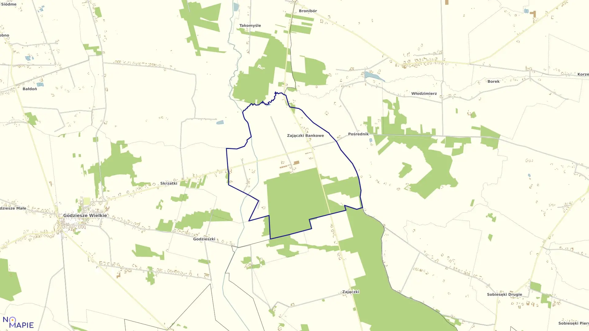 Mapa obrębu ZAJĄCZKI BANKOWE w gminie Godziesze Wielkie